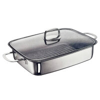 Schulte-Ufer Profi-Function Bräter 33?×?28?cm – Edelstahl mit Glasdeckel, für alle Herdarten